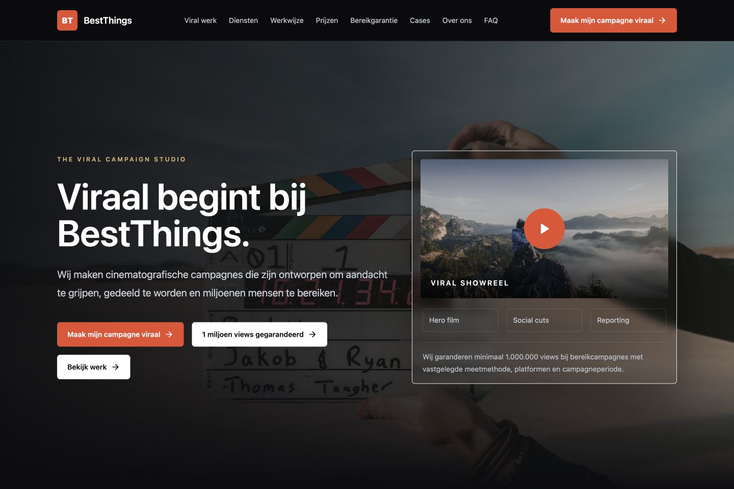Donkere cinematografische BestThings showreel met een filmisch portret